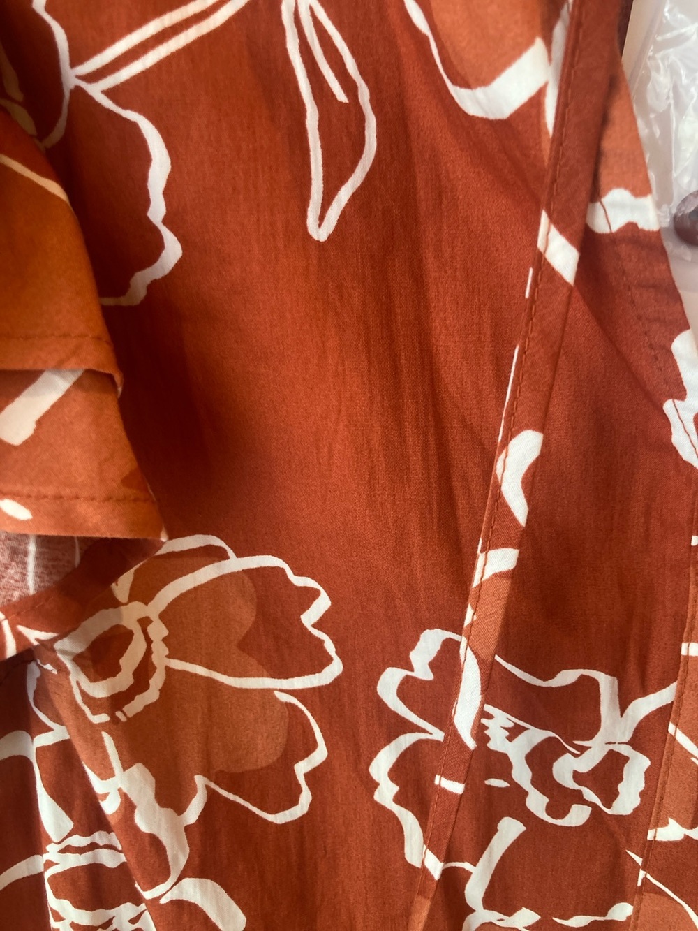 Sugarlips Rust Orange Floral Print Top with White Accents - Picture 7 of 9